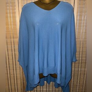 V- cut out baby blue flowy  blouse